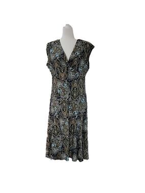 Talbots Empire Waist Sleeveless Dress Paisley V-Neck Dress Size Large EUC
